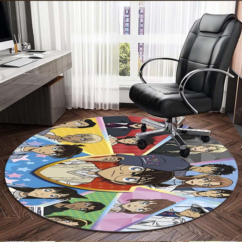 Detective Conan Print Round Rug, Washable Floor Carpet, For Entryway Dorm Laundry Room Office Study, Home Decor Birthday Christmas Gift