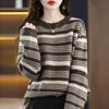 Sweater Pullover Women 2022 Autumn and Winter New Korean O Neck Loose Striped Pullover Knitted Bottoming Top Women