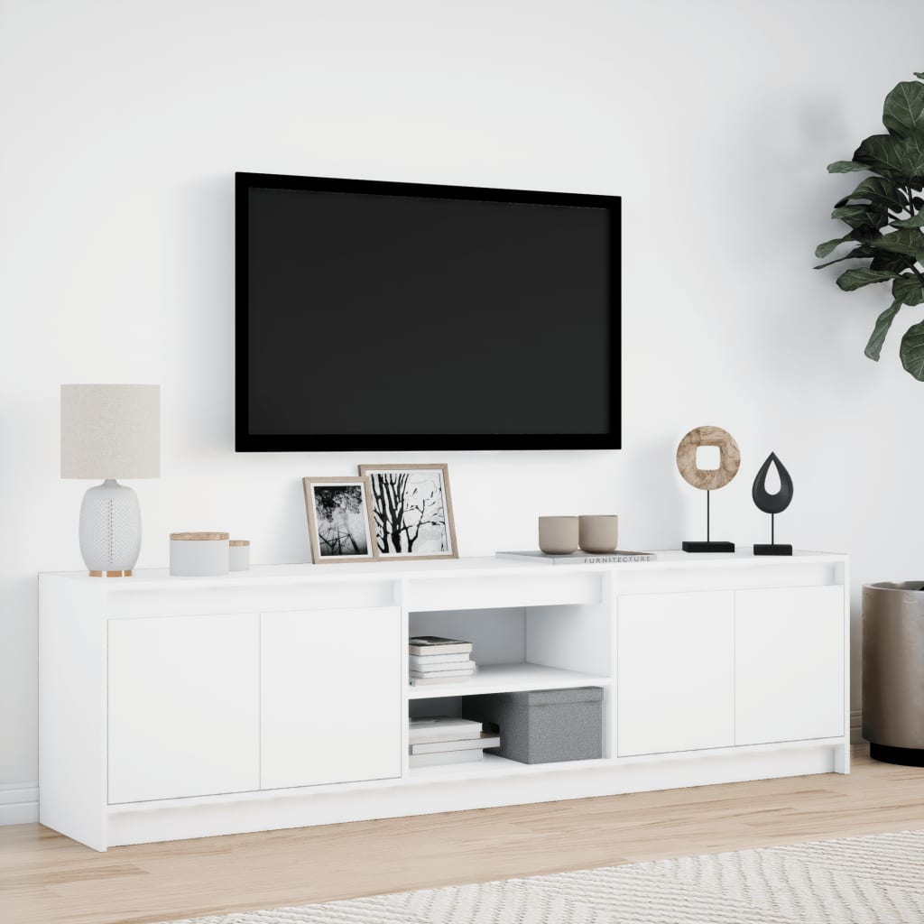 Vidaxl Szafka Tv Z Led, Biała, 180X34X50 Cm, Materiał Drewnopochodny