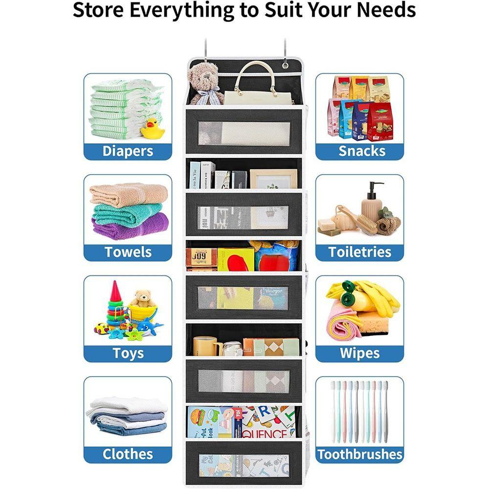 5-Layer Over Door Hanging Storage Bag Large Capacity Non-Woven Door Organizer Rack Hanging Storage Box for Bathroom Bedroom