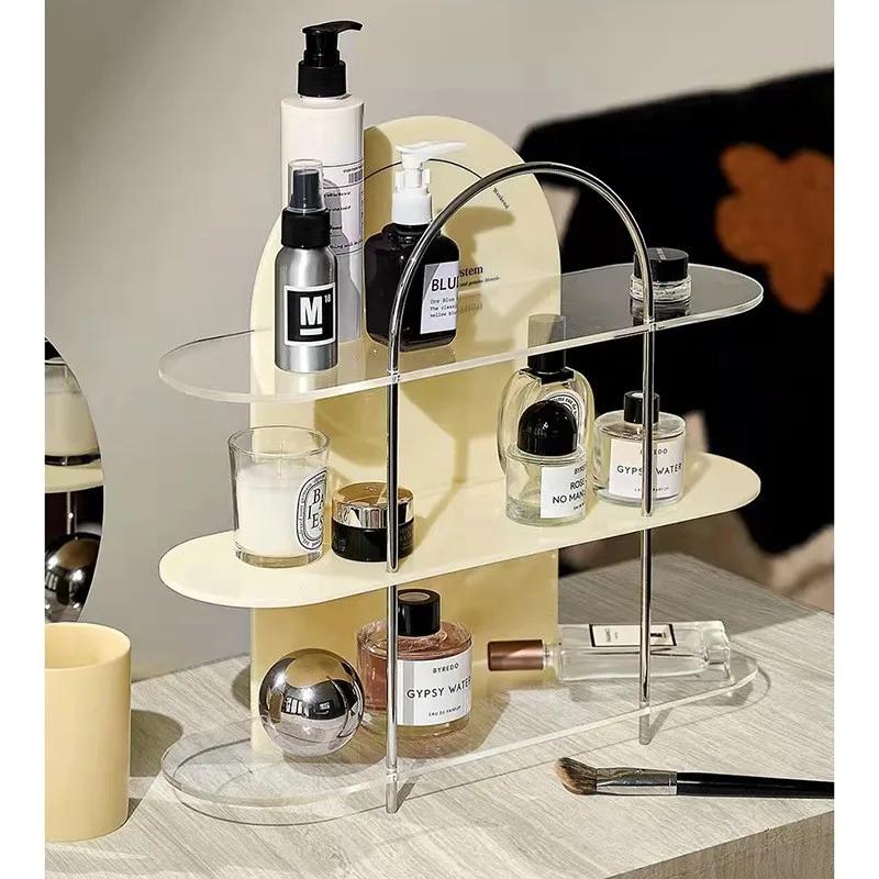 Ins Акриловая косметическая стойка для хранения духов, средств по уходу за кожей, стеллаж для хранения украшений для дома, настольная полка для гостиной