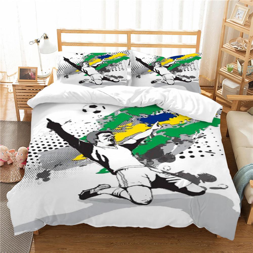 Лидер продаж, комплект пододеяльников, футбольное домашнее постельное белье, футбольная живопись, постельное белье, костюм для мальчиков, роскошные покрывала, новые модные комплекты постельного белья