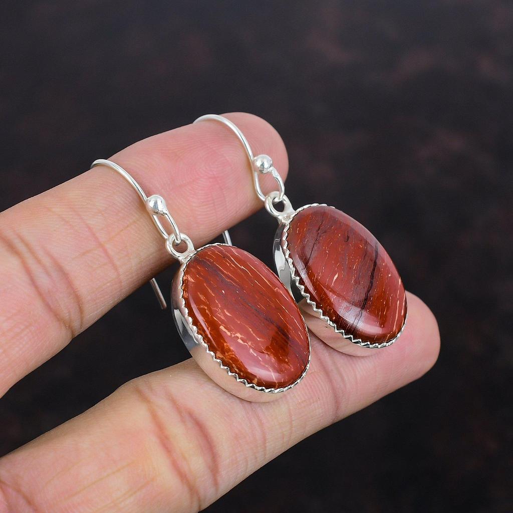 Серьги из красной змеиной яшмы, серьги с драгоценными камнями, антикварные ювелирные изделия, серьги ручной работы, серьги из стерлингового серебра 925 пробы, подарки для мамы, абсолютно новые ювелирные изделия