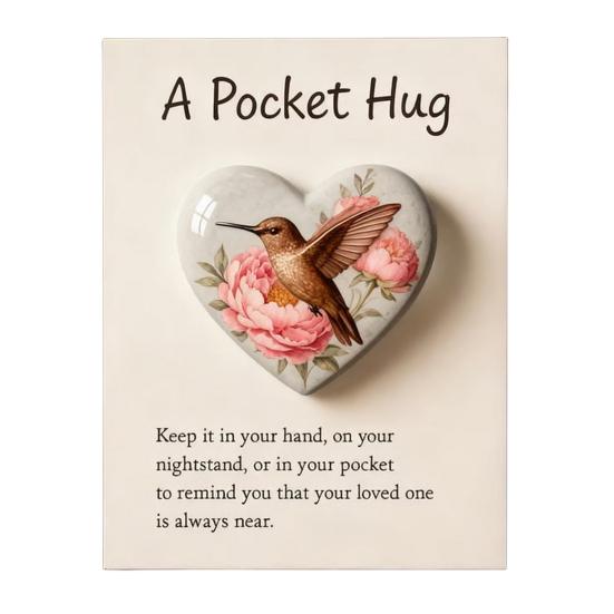 Pocket Hug Hummingbird Mini Pocket Hug Heart Cute Hummingbird Ornament with Encouragement Card Keepsake
