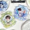 Japanese Aesthetic Cute Bow Flower Basket Badge Holder Anime Souvenir Transparent Display Protective Cover for 75mm Round Badge