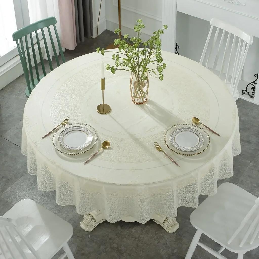Многоразмерная настольная ткань для горячего тиснения из ПВХ, водонепроницаемая, маслостойкая, не стираемая, круглый коврик для стола, утолщенная бытовая ткань для обеденного стола
