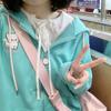 Harajuku Kawaii Y2k Стильные толстовки для женщин японский стиль Sweet Cat Ear на молнии большие толстовки с капюшоном куртка