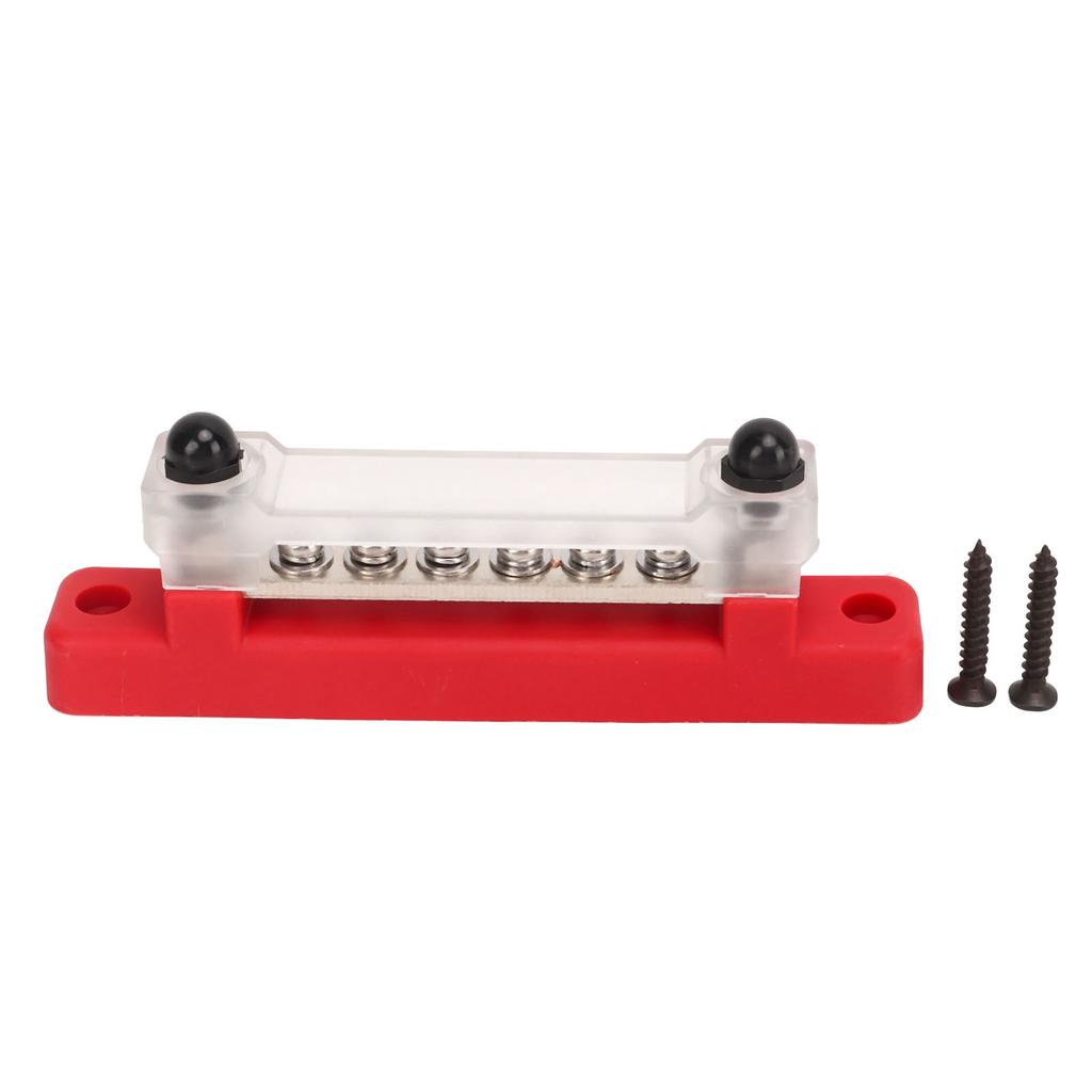 48V 150A 6 Terminal Bus Bar Power Distribution Block with Cover M6 Studs M4 Screws for Car RV Marine Boat