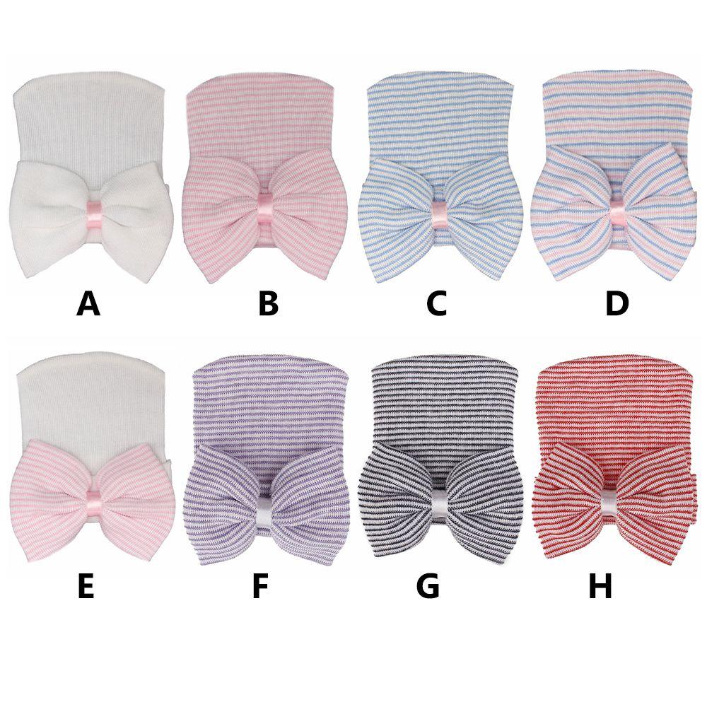 Мягкая полосатая детская шапочка Мягкие шапки-тюрбаны Детские шапочки Шапочка для новорожденного Больничная шапочка с бантом Детская шапочка