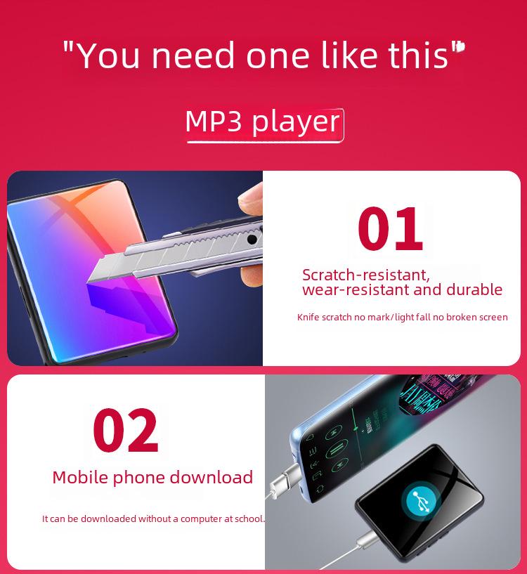 Полноэкранный Bluetooth MP4/MP3 портативный сенсорный музыкальный плеер для студентов