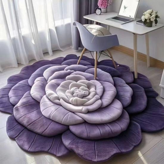 3D Flower Floor Mat Absorbent Floral Bathroom Rug Quick-Dry Floor Rug with Anti-Slip Backing for Kitchen Bedroom Entryway Vanity Area