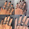 iF ME Punk Vintage Silver Color Poker Billiards Ring Set for Women Gothic Heart Anillos Hip Hop Y2k Korean Fashion Male Gift Jewelry