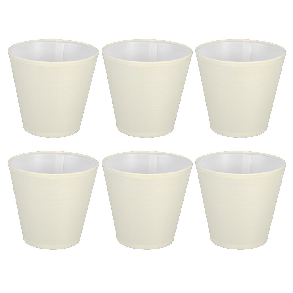 6Pcs Fabric Lamp Shade for E14 Bulbs Modern Simple Style Cream Coloured Lampshade Cover for Wall Lamp Chandelier Home Decoration
