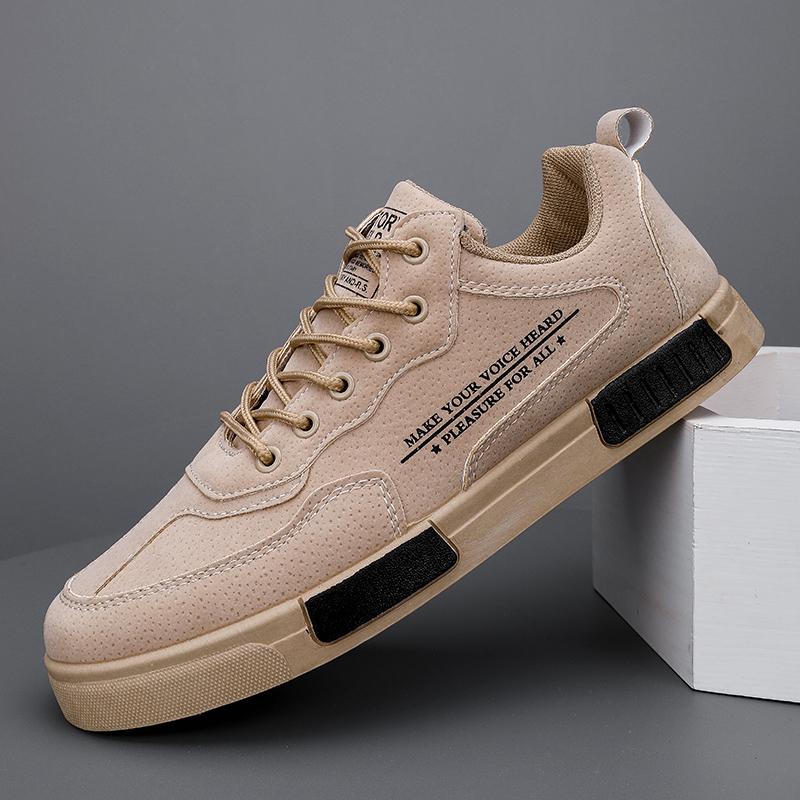 Весенне-осенние мужские замшевые повседневные спортивные туфли дышащие нескользящие на плоской подошве студенческие больших размеров вулканизированные мужские туфли