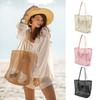 Women Beach Shoulder Bag Hollow Out See-through Mesh Large with Inner Pocket Shopping Capacity Foldable Commute School