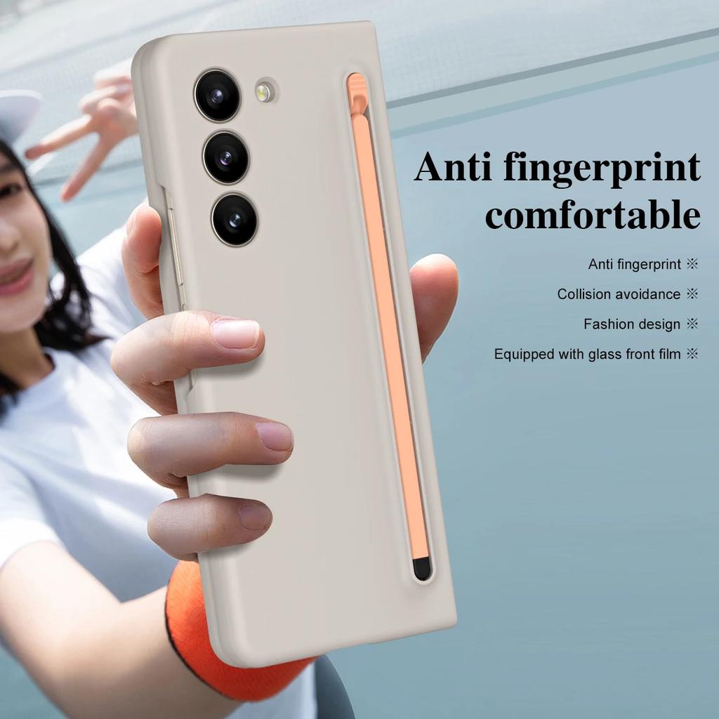 Матовый чехол с эластичным стилусом для Samsung Galaxy Z Fold 6, 5, 4, 3, дополнительная закаленная пленка, ударопрочный жесткий чехол