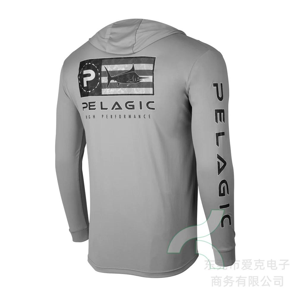Pelagic Hooded Fishing Suit Men's Summer Sunscreen Quick-Drying Fishing Shirt Outdoor Sportswear Breathable Top