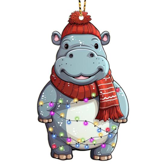 Рождественские украшения Мультяшные животные Санта лось слон подвесное украшение акриловый кулон с шнурком для домашнего декора елки