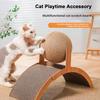 2-in1 Cat Scratching Pad Large Cardboard Cat Scratcher with Sisal Rope Ball Wooden Frame Corrugated Sloped Cat Scratching Board for Cats