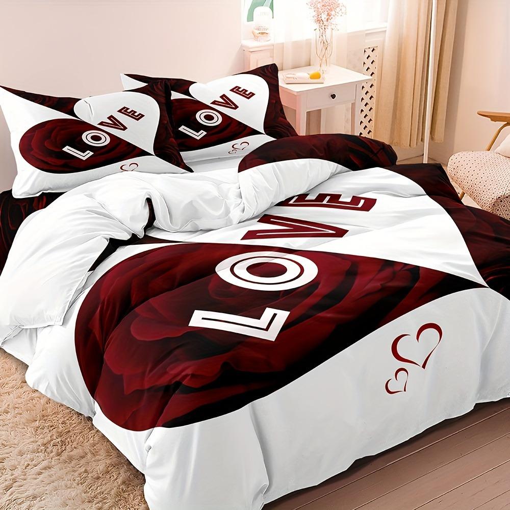LOVE Printed Polyester Children 3D Children'S King Size Bedding Duvet Cover Set Cute Printed Cartoon Quilt Cover Home