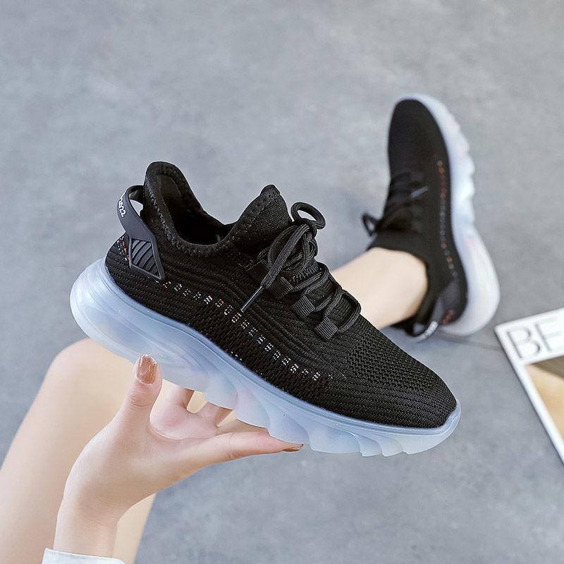 Spring Trend Versatile Lace-up Women's Sneakers Jelly Sole Shoes Low-top Breathable Casual Shoes