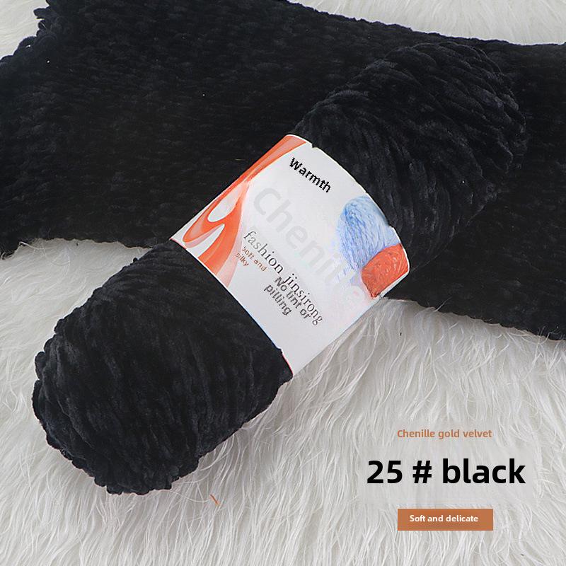 Вязаный шарф, шапка, тапочки крючком из золотистого бархата с шениллом, набор для самостоятельного вязания из кукольной шерсти