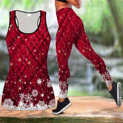 Праздничный принт Рождество Наряд для йоги для женщин Модные леггинсы для тренировок Фитнес Спортивный повседневный Набор для йоги Спортивный костюм