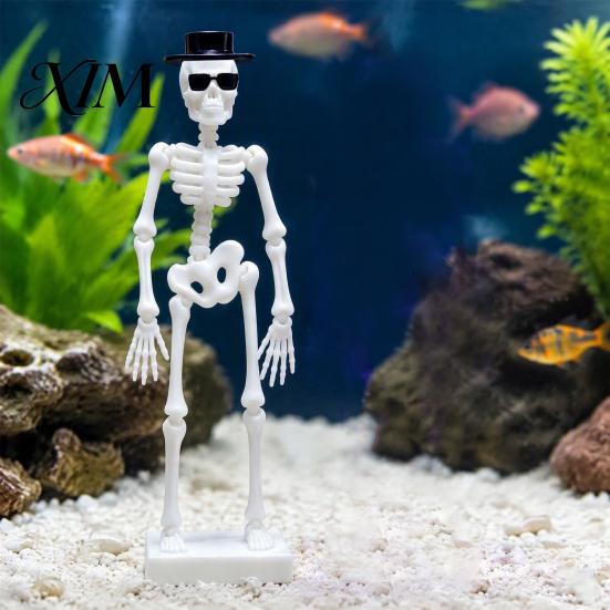Saltwater Aquarium Motion Decor Dancing Skeleton Bubbler, Glow-in-The-Dark with Air Driven Moving Fun Underwater Action Ornament Action,