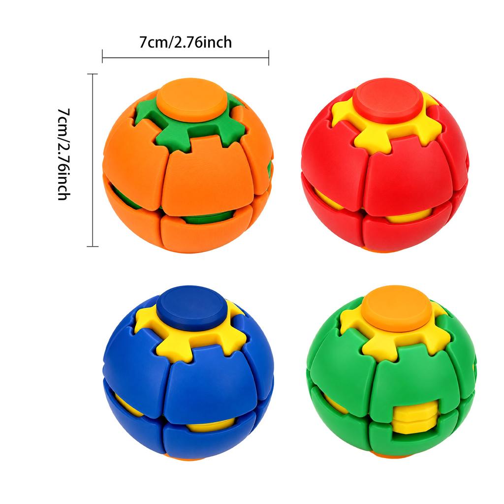 Press & Spin Fidget Ball, Stress Relief Toy, Fidget Sphere for Adults Kids, Portable Desk Sensory Fidget Toy for Anxiety Relief