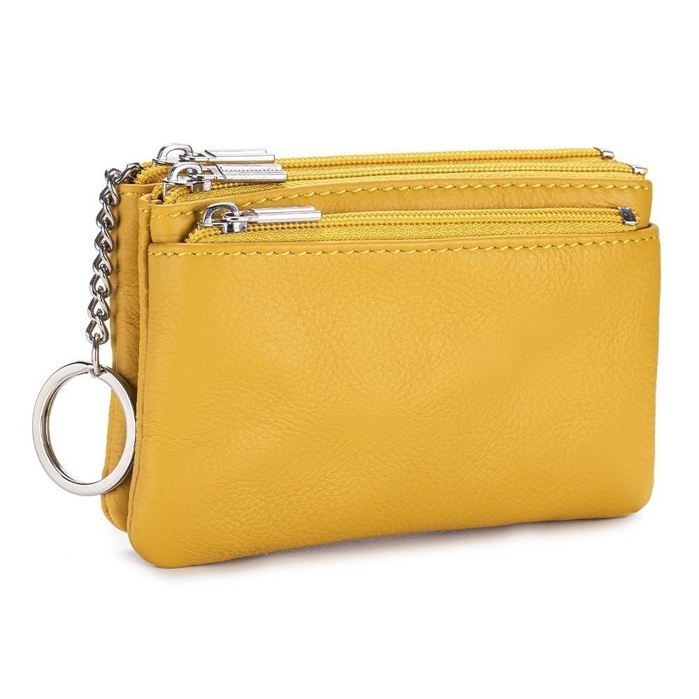 New Soft Genuine Leather Women's Wallets Zipper Portable Purses Coin Holders Large Capacity Storage Bag Money Bag Gift