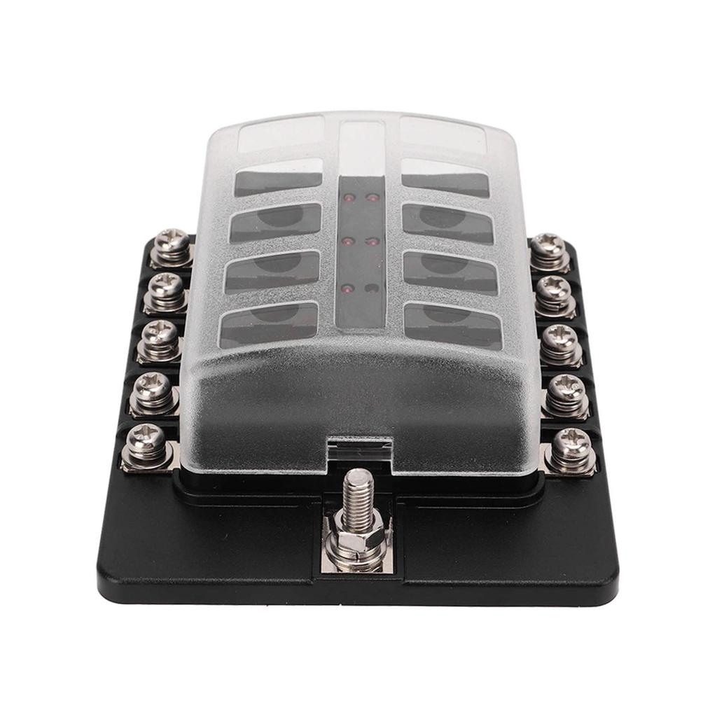 Fuse Box, 10 Way Fuse Block Holder Output 12-16AWG Splashproof Input 4-6AWG For Yacht Boats