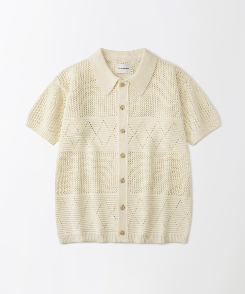 OUTSTANDING Hs Crochet Knit Cardigan_Ivory