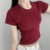 Новый летний стиль для девочек, однотонный топ с круглым вырезом, короткими рукавами и расклешенными рукавами