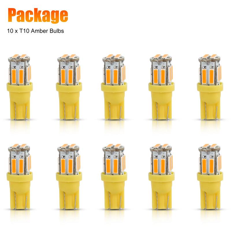 10 шт. W5W 10-7014 SMD Светодиодные автомобильные T10 194 168 Клиновые запасные лампы для габаритных огней крыши, кабины, ходовых огней