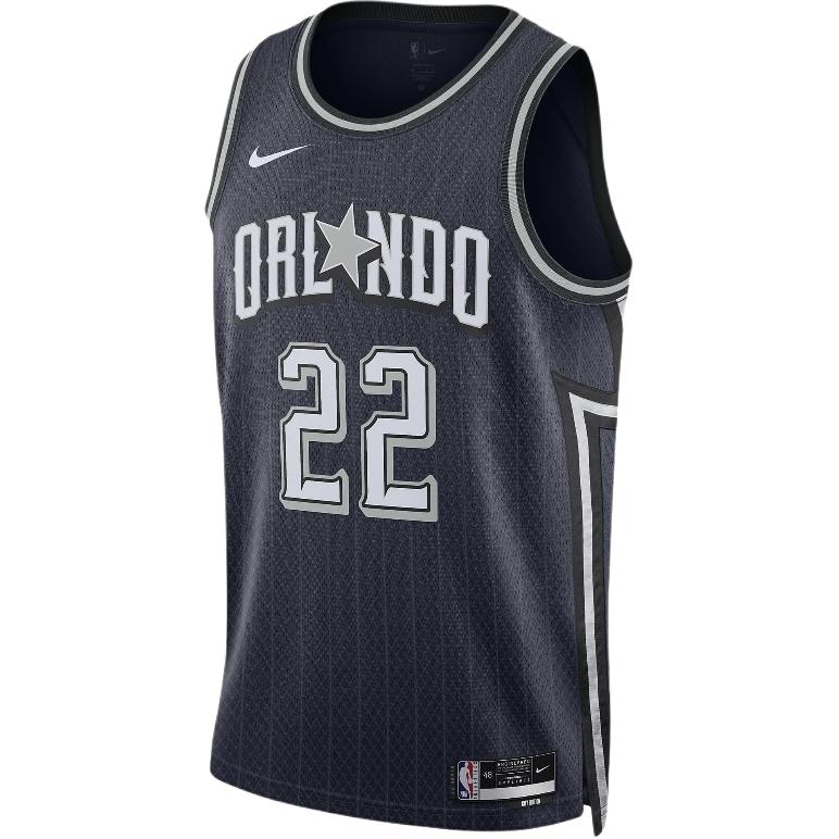 Nike X НБА Орландо Мэджик Вагнер Сезон 2024 Джерси City Edition Номер 22 Логотип с буквами Пуловер Баскетбольная майка Унисекс джерси Темно-синий DX8544-419