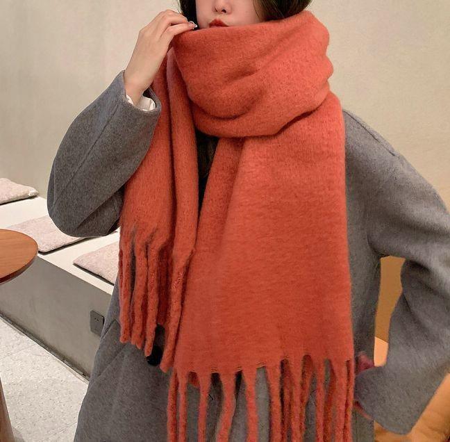 Unisex Mohair Scarf: Solid Color, Warm Winter Shawl