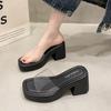 Transparent High-heeled Shoes Thick-heeled Slippers Women's Summer Outer Wear Increases Height, Small People Are Not Tired of Feet 2025 New Thick-s