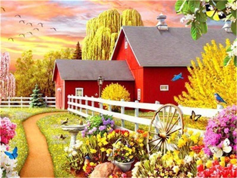 Наборы для алмазной живописи, пейзажные стразы, 5D Алмазная вышивка, вышивка крестом, дом, мозаика, вышивка крестом, ремесло