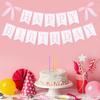 JIEYAO Pink Bow Happy Birthday Banner, Coquette Birthday Garland with Scalloped Letters for Bow Birthday Decorations Women Cake Smash Party