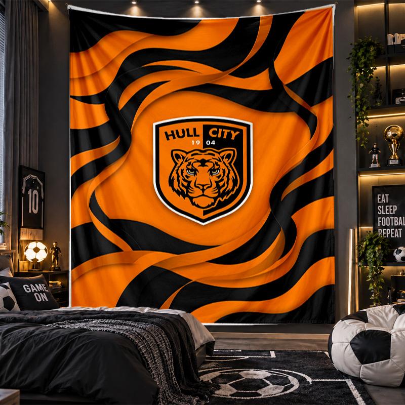 Wall Hanging Tapestry Hull City Football Print Cloth for Living Room Bedroom Home Decor