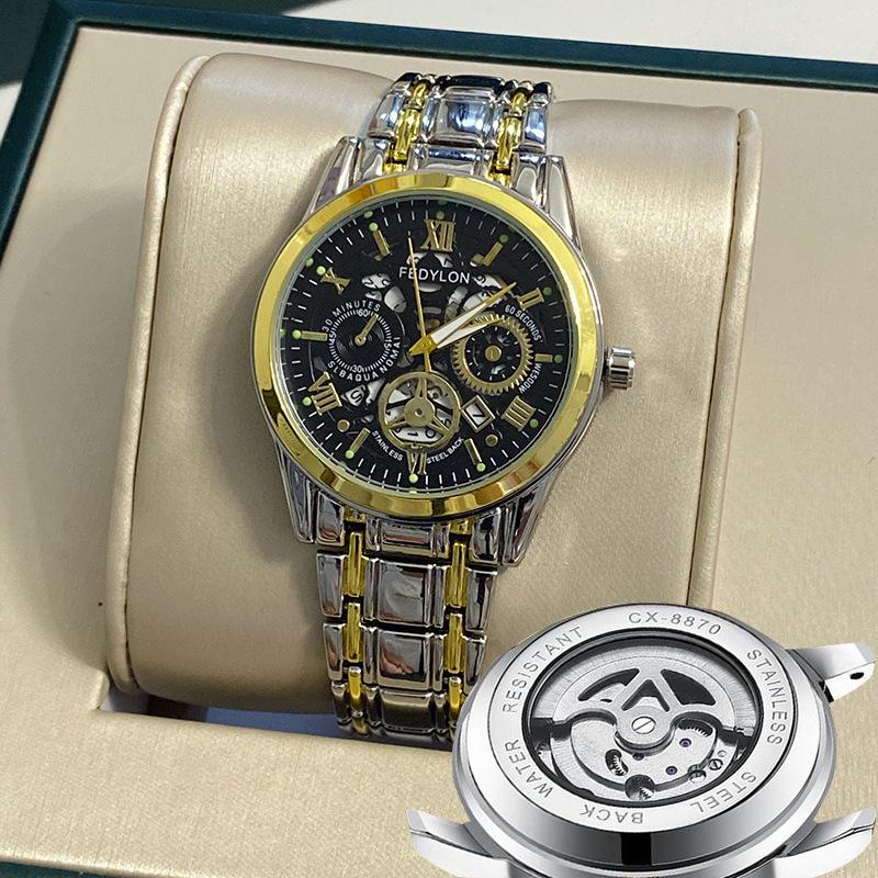 Механические часы с турбийоном, полностью автоматические, немеханические, мужские часы, водонепроницаемые, со светящимся стальным ремешком, мужские часы