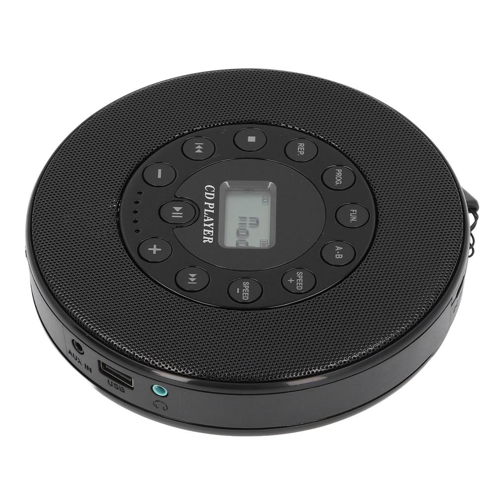 Портативный CD-плеер с динамиками Anti Skip 1500mAh перезаряжаемый CD-плеер для CD CD RW MP3 черный