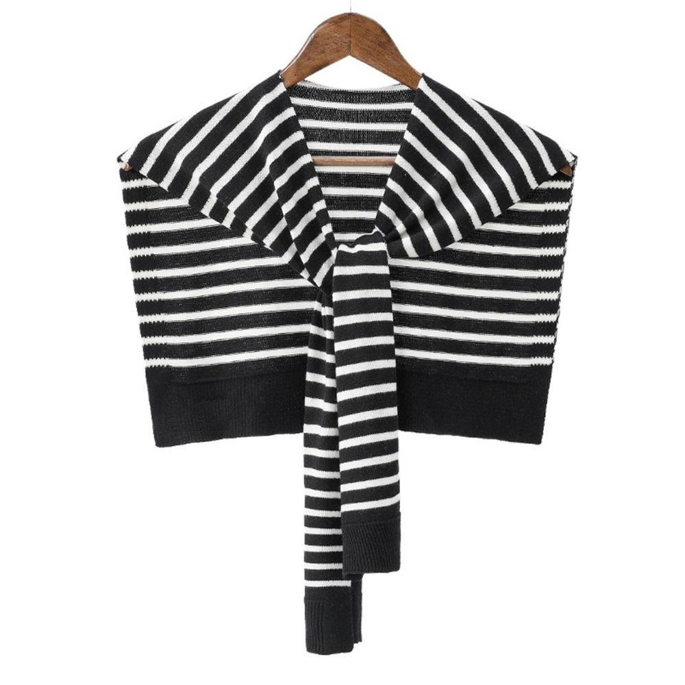 Women Blouse Shoulders For Men Knitted Shawl Stripes Wraps Female Wool Scarf Korean Style Scarves
