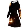 Women's Halloween Dress Casual Women Long Sleeve Autumn Dress Drawstring Hoodie Dress