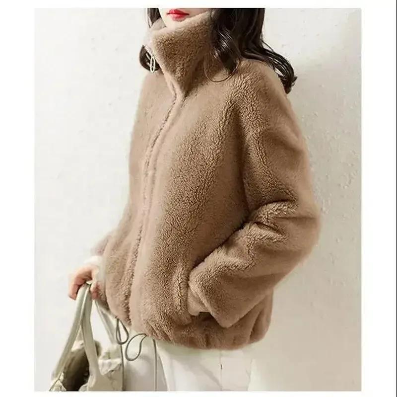 Padded And Thickened Winter Double-sided Fleece Warm Turtleneck Sweater Women Cardigan Zip Fleece Jacket Women 30180