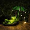 Solar Frog Garden Statue with LED Lights Frog Sculpture Decoration Outdoor Decor Animal Figurine Waterproof Ornament for Patio Lawn Yard