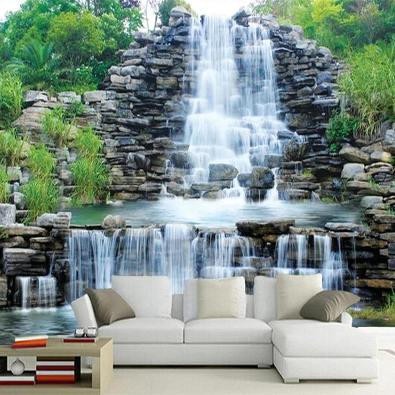 3d Photo Wallpaper Natural Mural Waterfalls Pastoral Style 3d Wall Papers Living Room Sofa Backdrop Wall Murals Decor