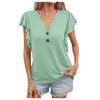 Женские летние топы с короткими рукавами, на пуговицах, с V-образным вырезом, свободные, повседневные, однотонные, удобные