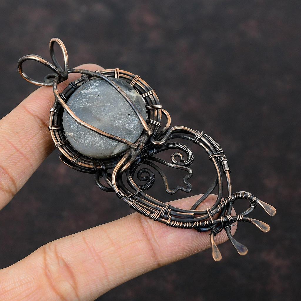 Titanium Druzy Pendant Copper Wire Wrapped Pendant Top Quality Gemstone Jewelry Handmade Pendant For Women Copper Wire Jewelry Gift For Him