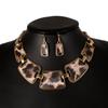 Exaggerated Retro Leopard Pattern Necklace Sweater Chain Neckchain Alloy Earrings Necklace Set